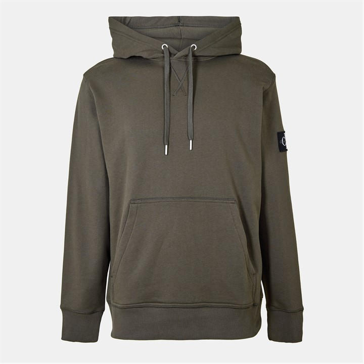 Calvin Klein Jeans Men' Green Monogram Badge Hoodie in Size S, Sports Direct