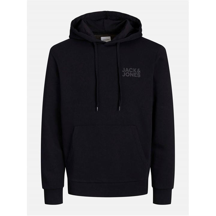 Jack And Jones Men's Black Jack Corp Logo Hoodie Plus Size in Size XXXXXL, Sports Direct