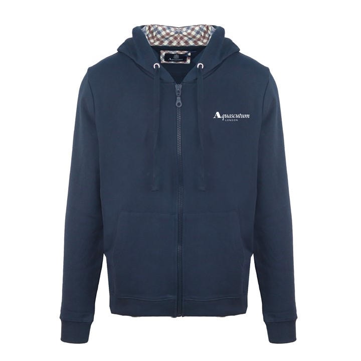Aquascutum Men' Blue Zip Hood Sweat Zip Hoodie in Size S, Sports Direct