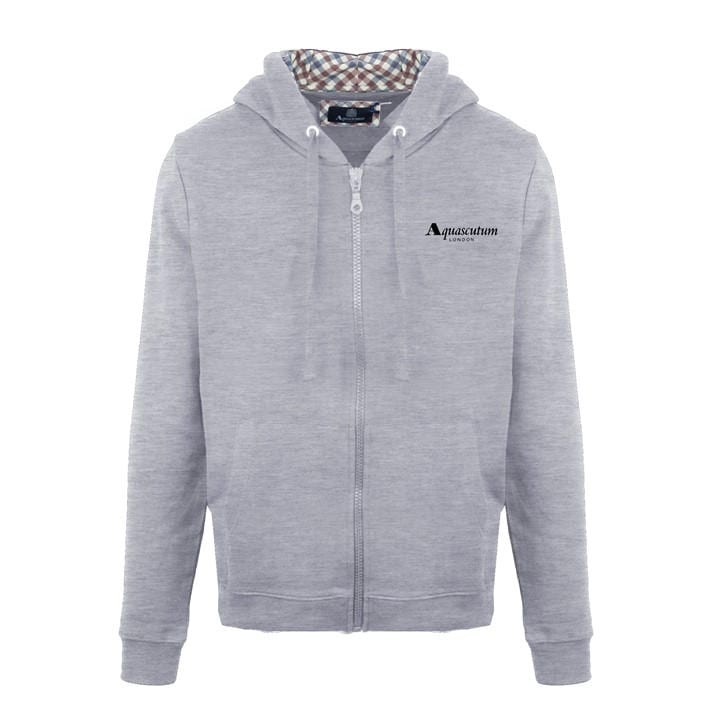 Aquascutum Men's Grey Zip Hood Sweat Zip Hoodie in Size L, Sports Direct