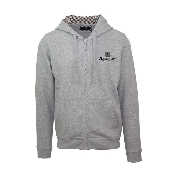 Aquascutum Men' Grey Zip Hooded Sweatshirt in Size S, Sports Direct