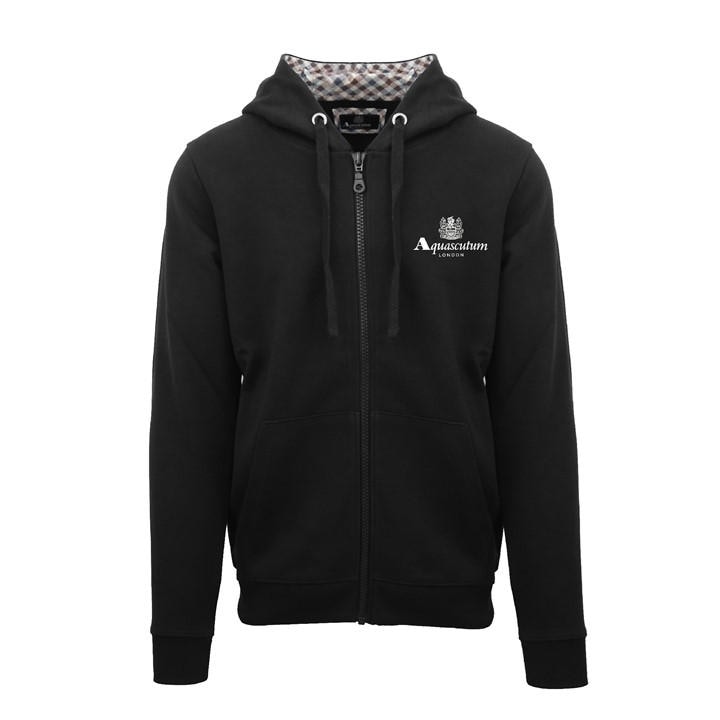 Aquascutum Men's Black Zip Hooded Sweatshirt in Size M, Sports Direct
