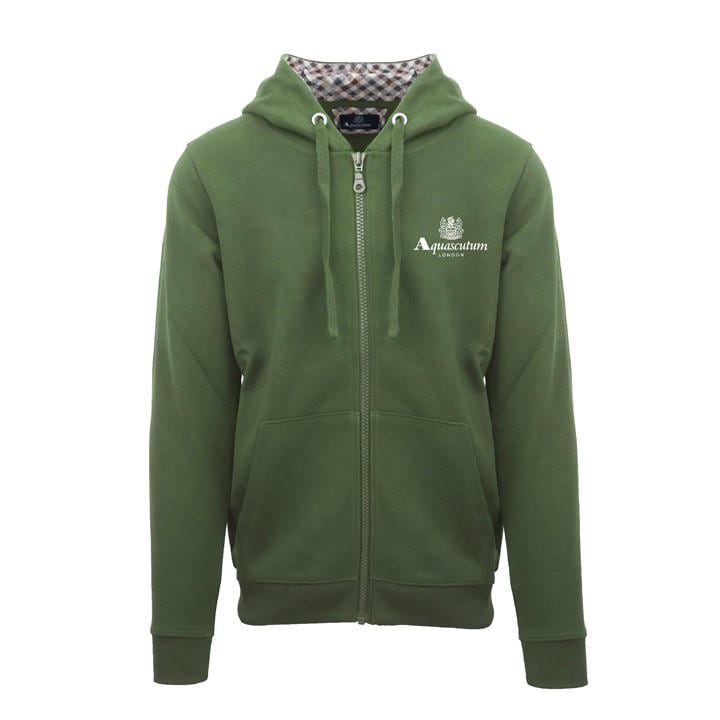 Aquascutum Men' Green Zip Hooded Sweatshirt in Size S, Sports Direct
