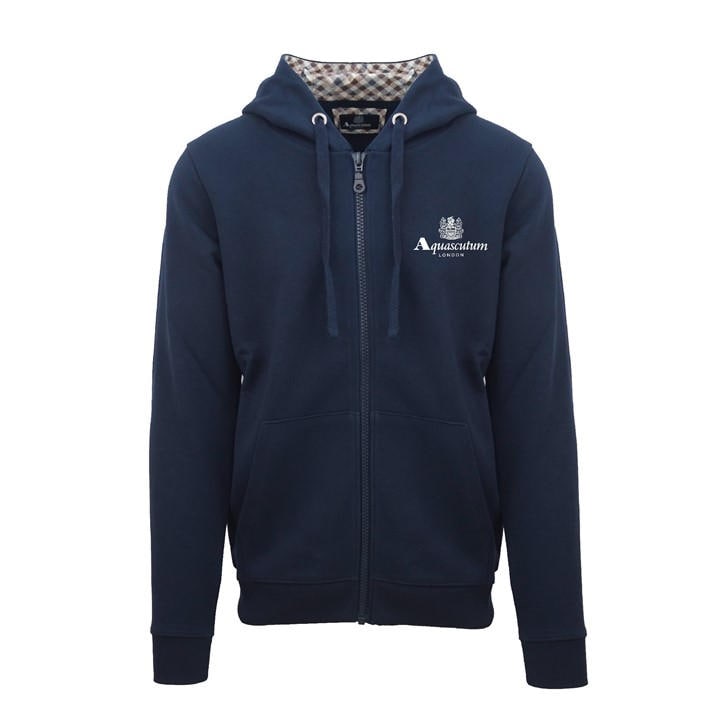 Aquascutum Men' Blue Zip Hooded Sweatshirt in Size S, Sports Direct