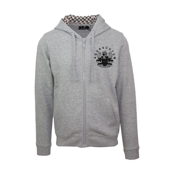 Aquascutum Men's Grey Zip Hoodie in Size M, Sports Direct