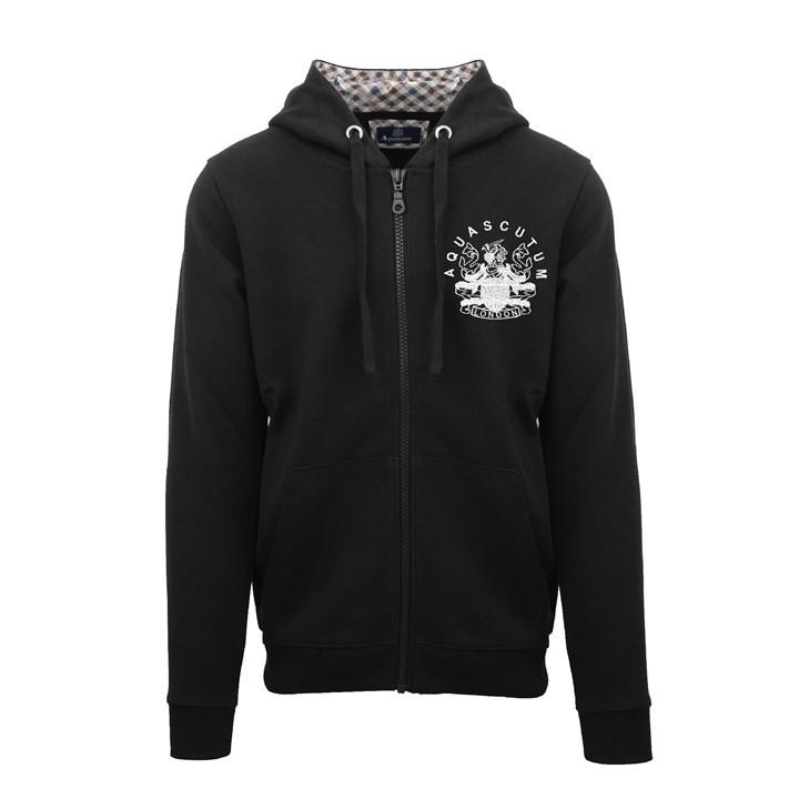 Aquascutum Men's Black Zip Hoodie in Size M, Sports Direct