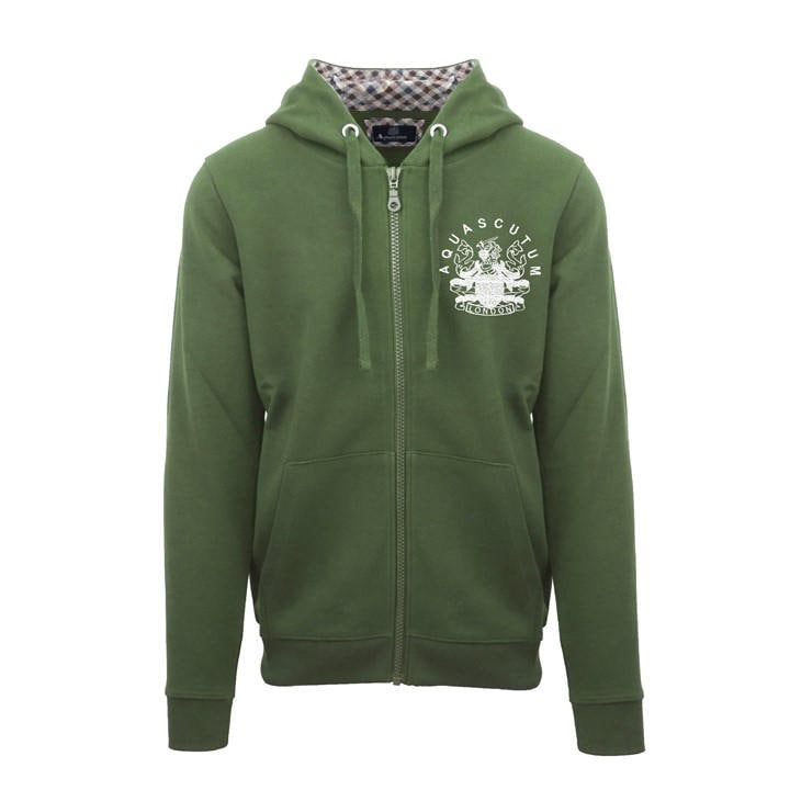 Aquascutum Men's Green Zip Hoodie in Size M, Sports Direct