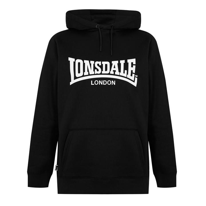 Lonsdale Men's Black Essential Hoodie in Size L, Sports Direct