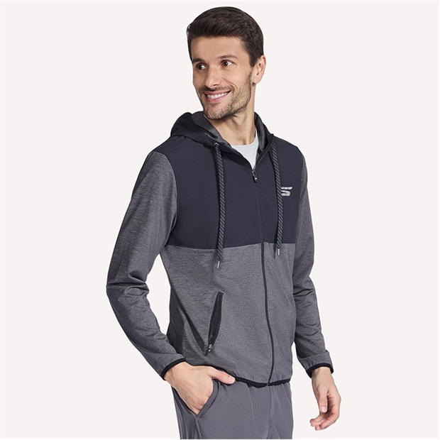 Black/Charcoal - Skechers - Skechers Hk Weekend Fz Hoodie Hoody Mens
