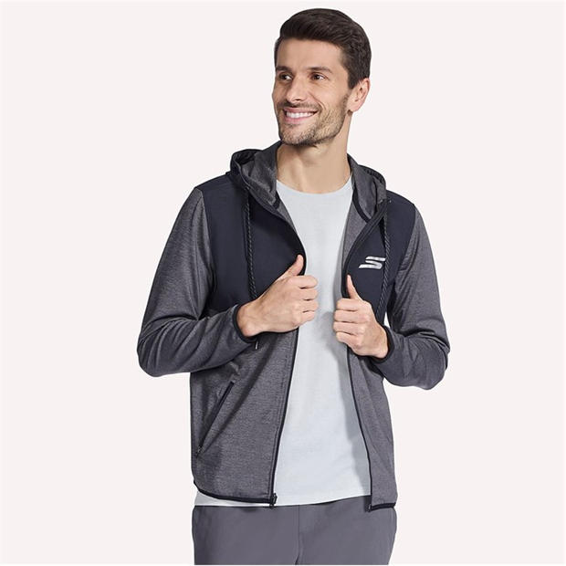 Black/Charcoal - Skechers - Skechers Hk Weekend Fz Hoodie Hoody Mens