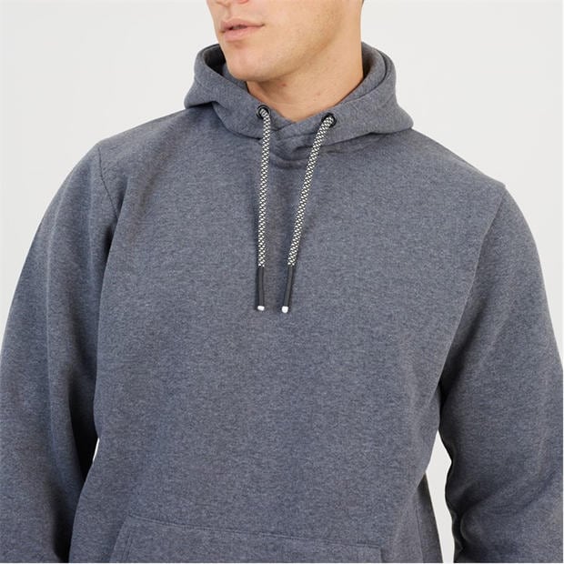 Charcoal Marl - Brave Soul - Men's Cross Over Hood Overhead Hoodie