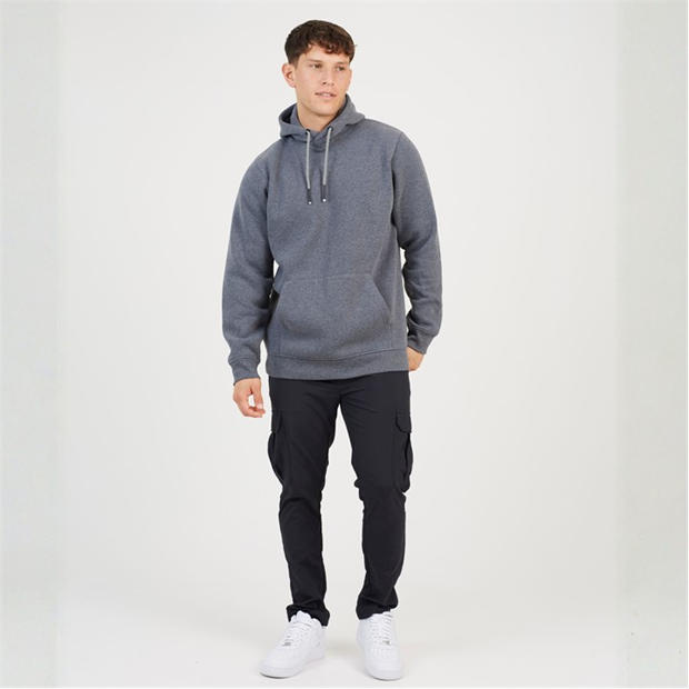 Charcoal Marl - Brave Soul - Men's Cross Over Hood Overhead Hoodie