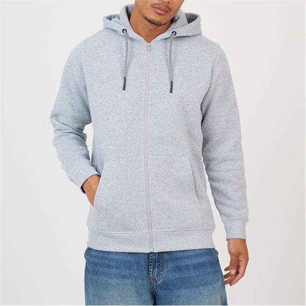 Lt Grey Marl - Brave Soul - Men's Full Zip Hoodie