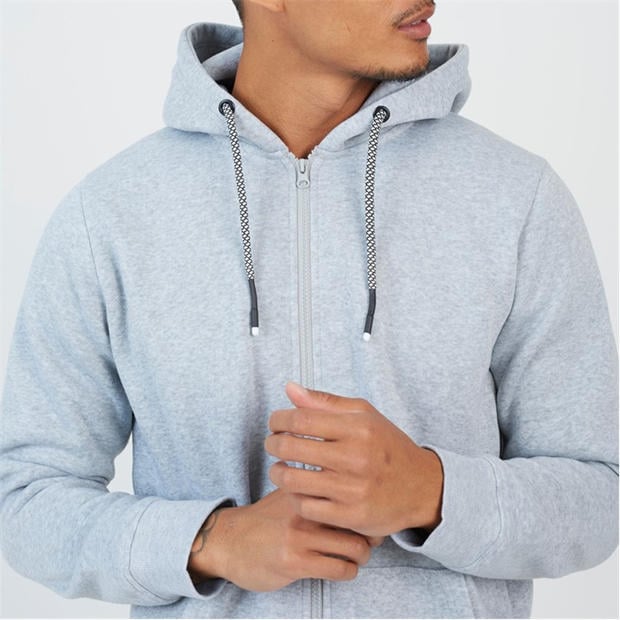 Lt Grey Marl - Brave Soul - Men's Full Zip Hoodie