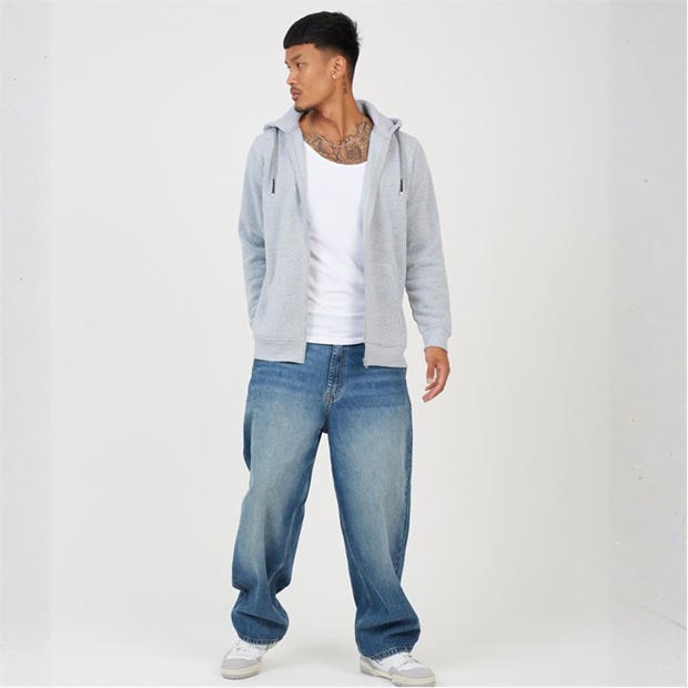 Lt Grey Marl - Brave Soul - Men's Full Zip Hoodie