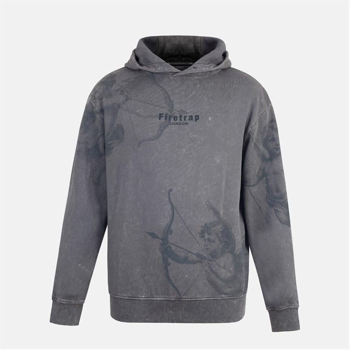 Firetrap Men' Grey Graphic Hoodie in Size S, Sports Direct