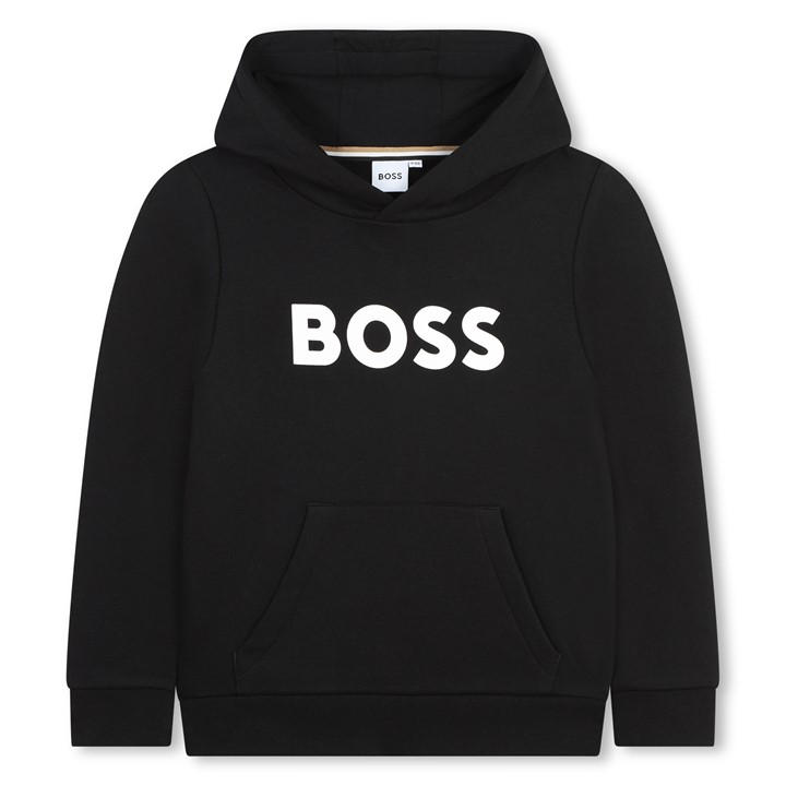 Boss Boys Black Kids Logo Over-The-Head Hoodie, Bold Logo in Size 13 - 14 Years, Sports Direct