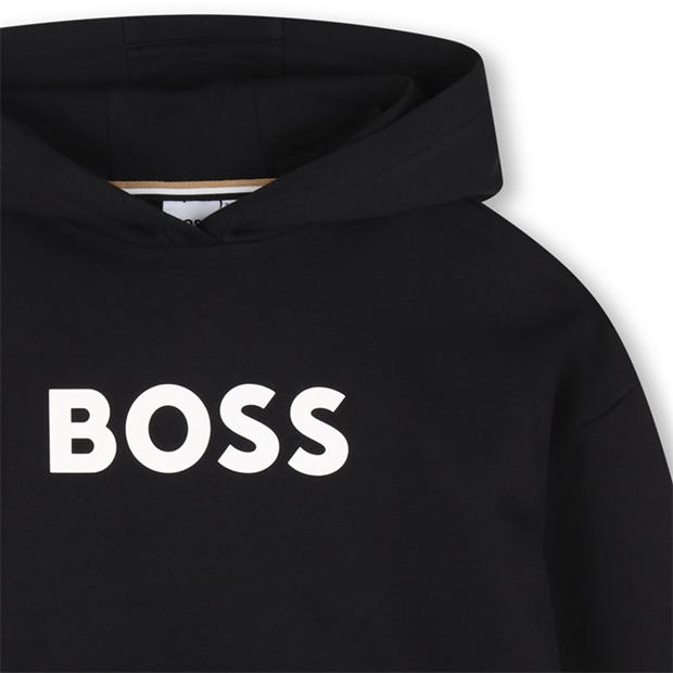 Черно 09B - Boss - Kids Logo Over-the-head Hoodie, Bold Logo