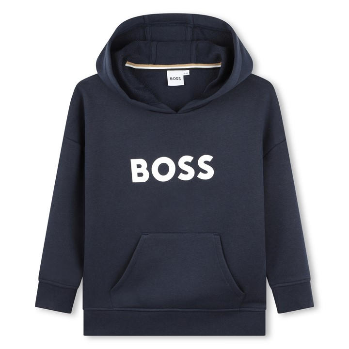 Boss Boys Blue Kids Logo Over-The-Head Hoodie, Bold Logo in Size 5 - 6 Years, Sports Direct