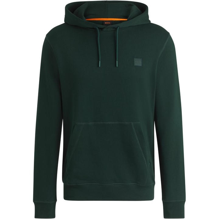 Boss Men's Green Wetalk Logo Patch Hoodie Extra Large