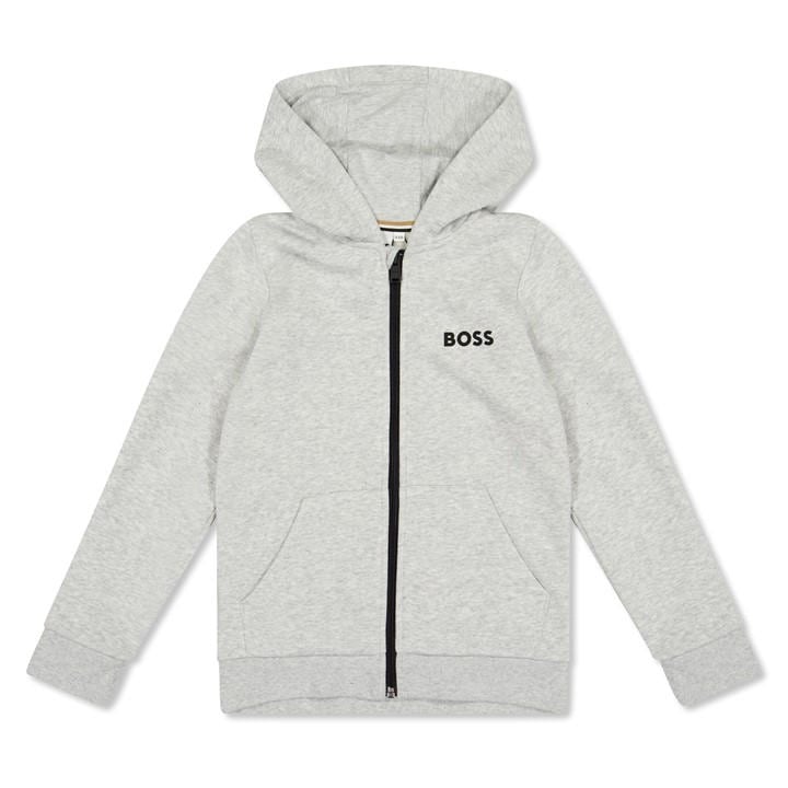 Boss Boys Grey Kids Small Logo Full-Zip Hoodie in Size 9 - 10 Years, Sports Direct