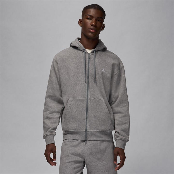 Air Jordan Men' Grey Essentials Full-Zip Fleece Hoodie in Size S, Sports Direct