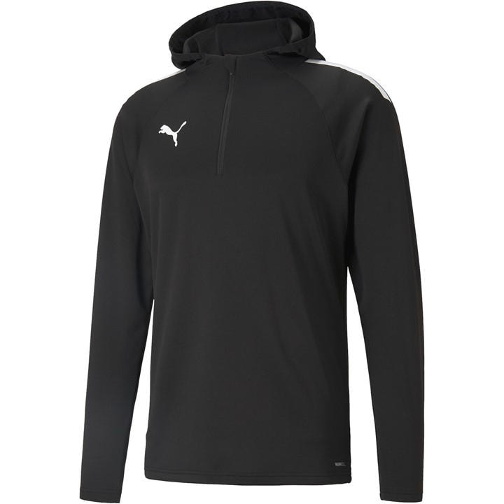 Puma Men's Black Teamliga Training Fleece Hoody in Size L, Sports Direct