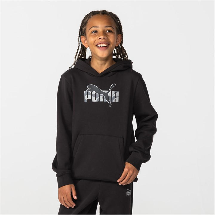 Puma Boys Black Logo Hoodie  in Size 11 - 12 Years, Sports Direct