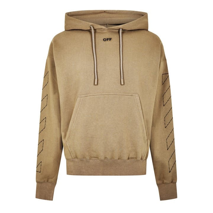 Off White Men' Beige -Stitch Cotton Long Sleeve Pull Over Hoodie in Size S, Sports Direct