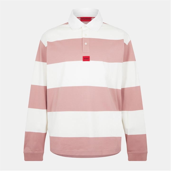 Hugo Men' Pink Diragbi Cotton Short Sleeve Rugby Polo Shirt in Size S, Sports Direct