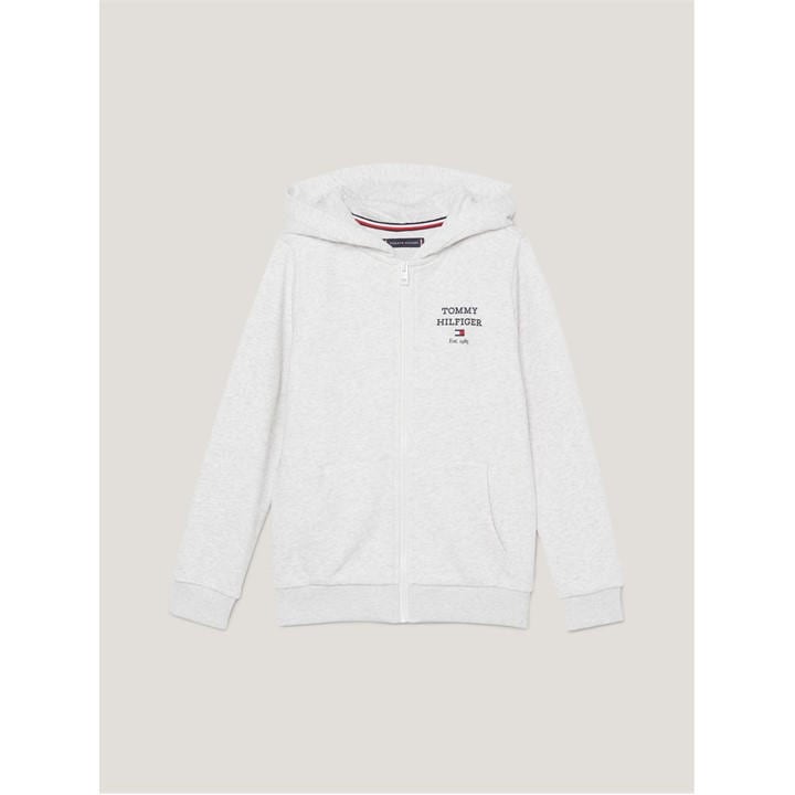 Tommy Hilfiger  Kids Grey Back Logo Zip Hoodie  in Size 8 - 9 Years, Sports Direct