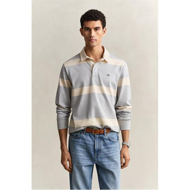 Grey Melange 93 - Gant - Men's Rugby Polo Shirt