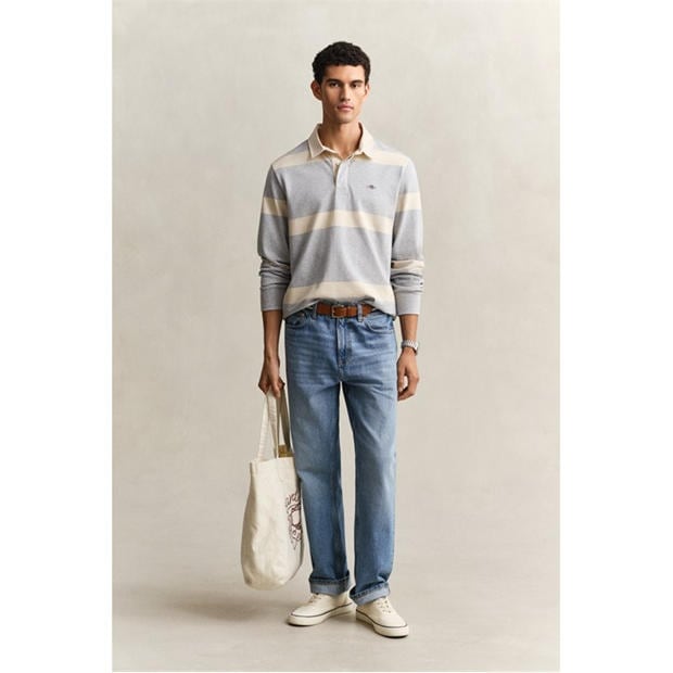 Grey Melange 93 - Gant - Men's Rugby Polo Shirt