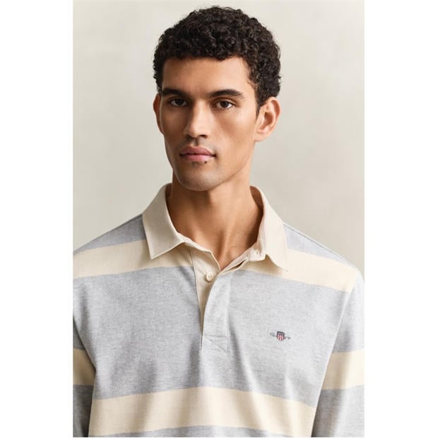 Grey Melange 93 - Gant - Men's Rugby Polo Shirt