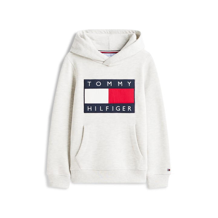 Tommy Hilfiger Boys Grey Kids' Heritage Pull Over Hoodie in Size 9 - 10 Years, Sports Direct