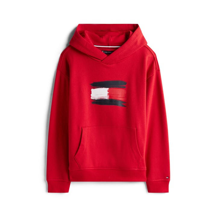 Tommy Hilfiger Boys Red Tommy Flag Hoodie Jn54