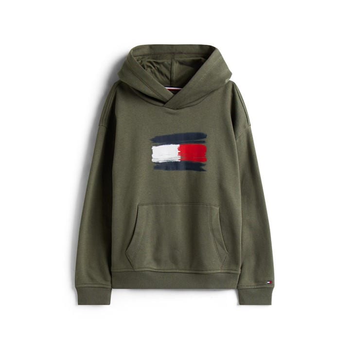 Tommy Hilfiger Boys Green Kids' Flag Pull Over Hoodie in Size 11 - 12 Years, Sports Direct