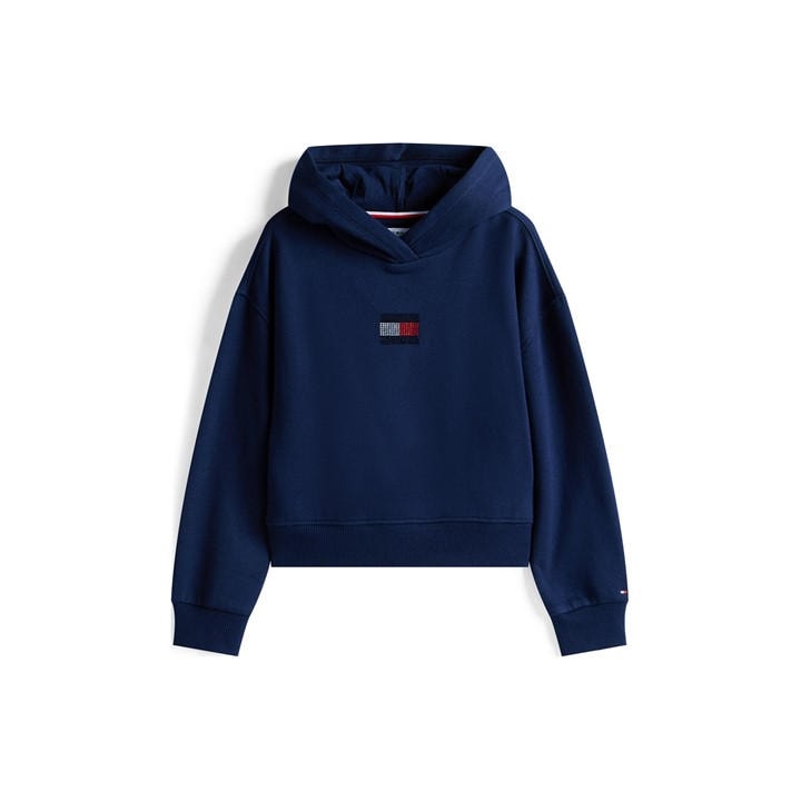 Tommy Hilfiger Girls Blue Kids' Diamante Pull Over Hoodie in Size 14 - 16 Years, Sports Direct