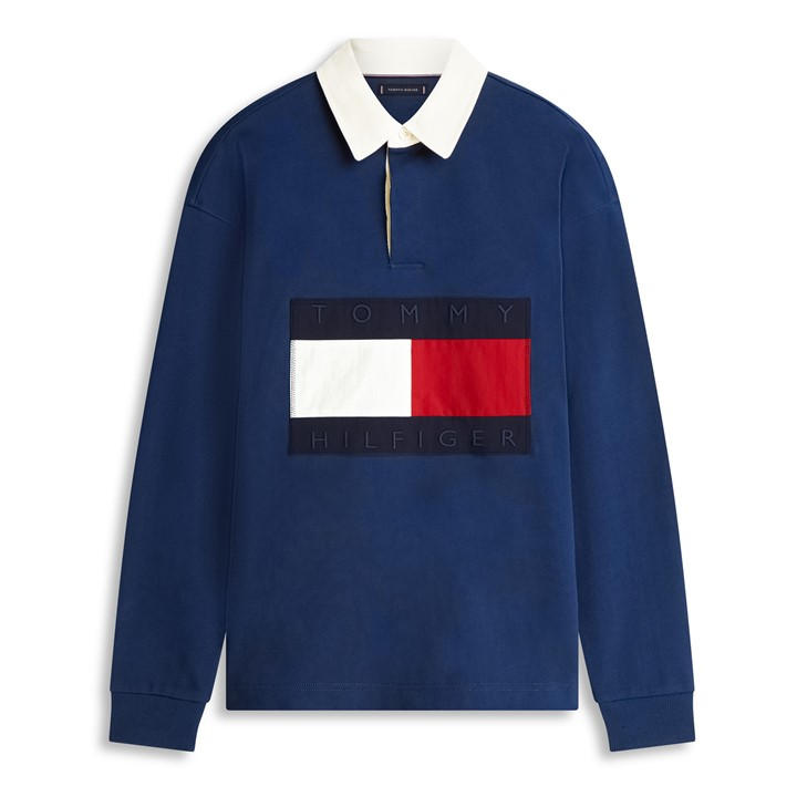 Tommy Hilfiger Men's Blue Rugby Polo Shirt in Size L, Sports Direct