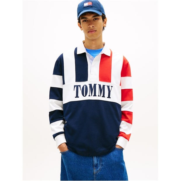 Dark Night Navy - Tommy Jeans - Men's Rugby Polo Shirt