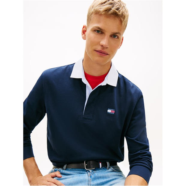 Dark Night Navy - Tommy Jeans - Men's Rugby Polo Shirt