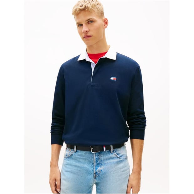Dark Night Navy - Tommy Jeans - Men's Rugby Polo Shirt