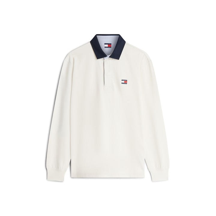 Tommy Jeans Men's Cream Rugby Polo Shirt in Size L, Sports Direct