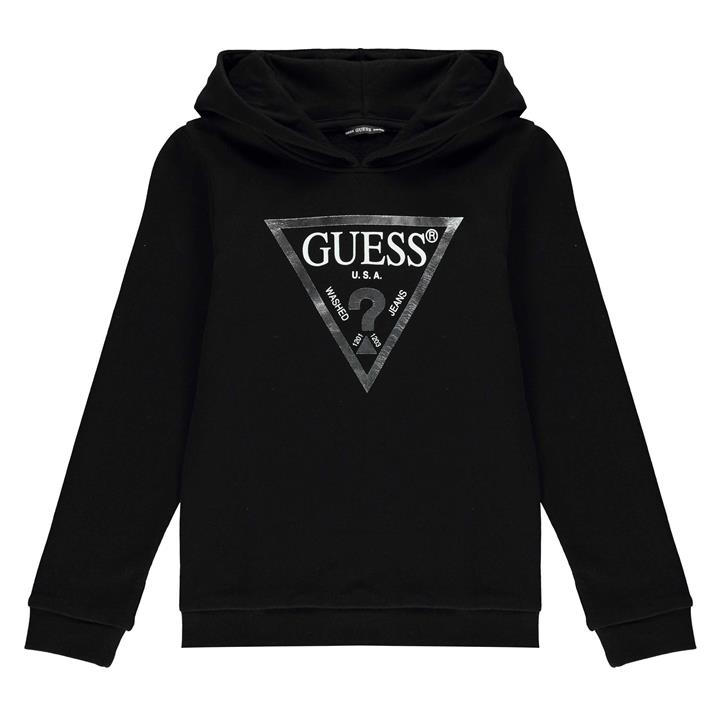 Guess Girls Black Core Logo Hoodie in Size 13 - 14 Years, Sports Direct