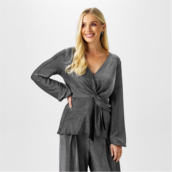 Biba Women's Silver Metallic Blouse in Size 10, Sports Direct