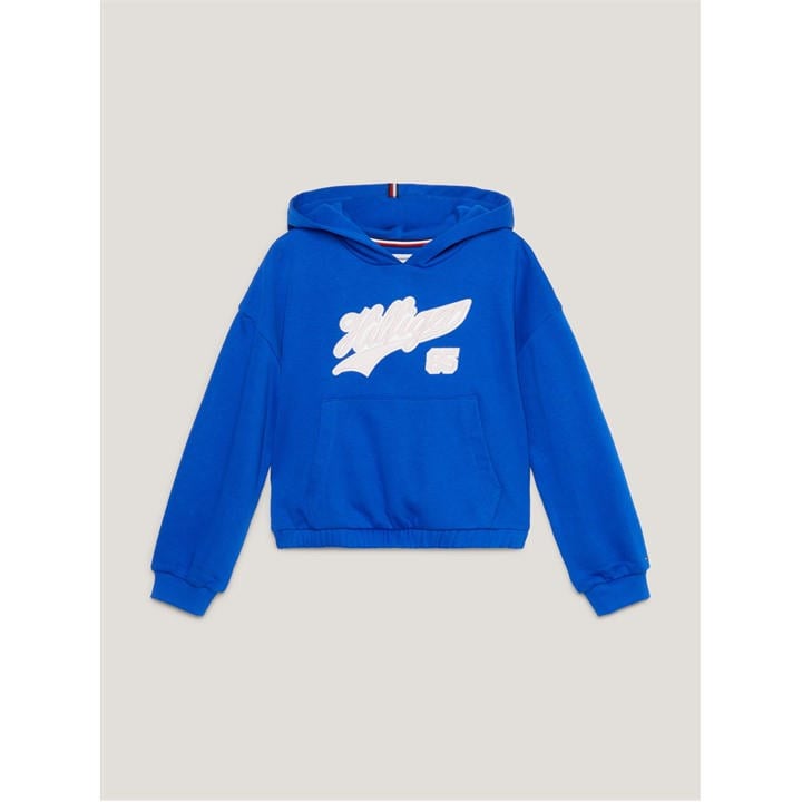 Tommy Hilfiger Girls Blue Script Logo Hoodie  in Size 14 - 16 Years, Sports Direct