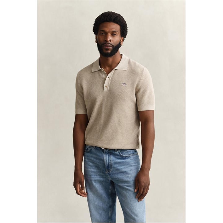 Gant Men's Beige Short Sleeve Polo Shirt in Size XL, Sports Direct