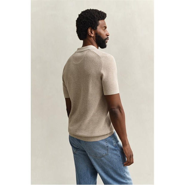 Oat Melange 198 - Gant - Men's Short Sleeve Polo Shirt
