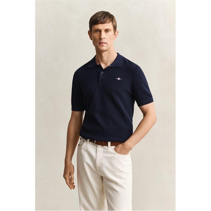 Gant Men's Blue Short Sleeve Polo Shirt in Size M, Sports Direct