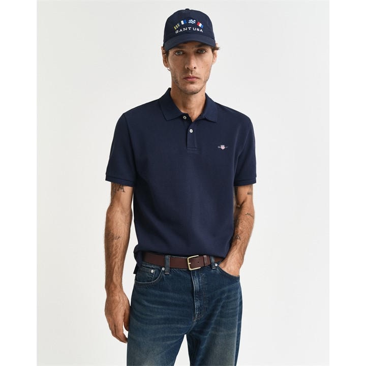 Gant Men's Blue Textured Polo Shirt in Size 2XL, Sports Direct